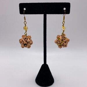 Vintage Bouquet Of Pink Roses Earrings